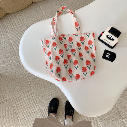 Tote Large Capacity Fashion Floral Canvas Shoulder Bag