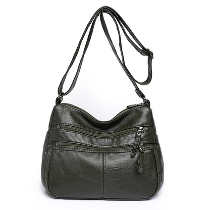 messenger bag shoulder washed soft leather middle aged and elderly versatile