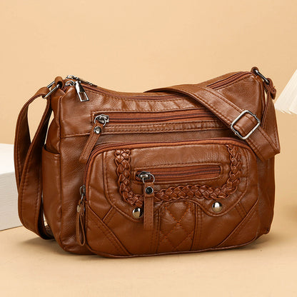 advanced texture soft leather shoulder messenger bag