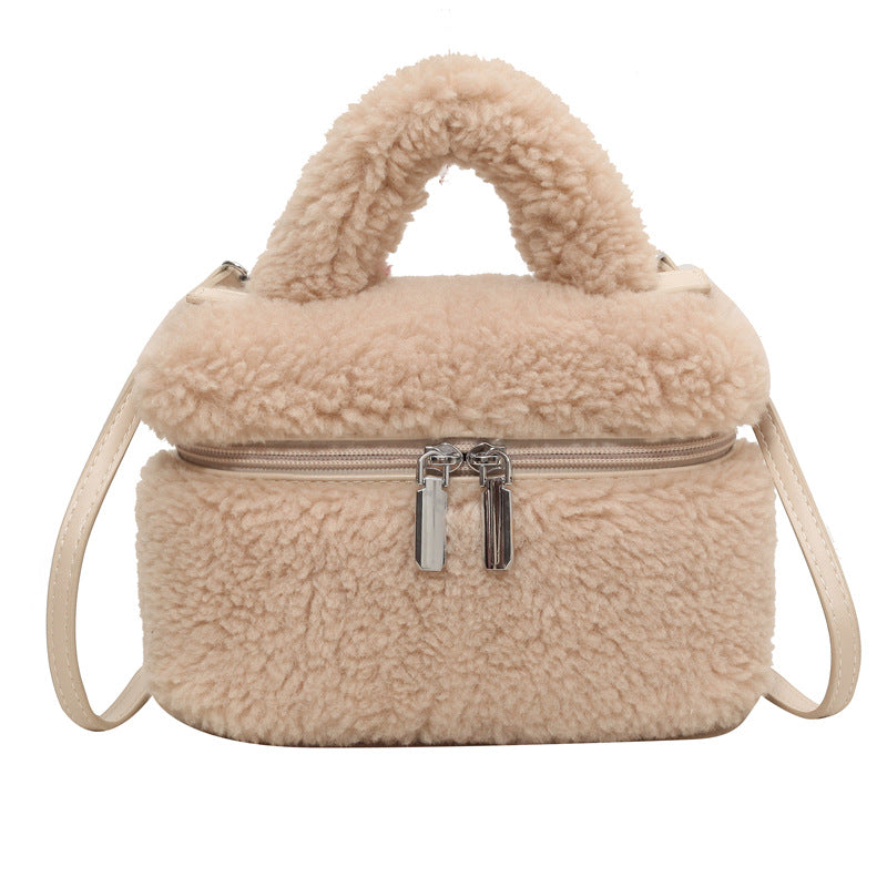 autumn and winter lamb wool niche popular womens bags plush portable