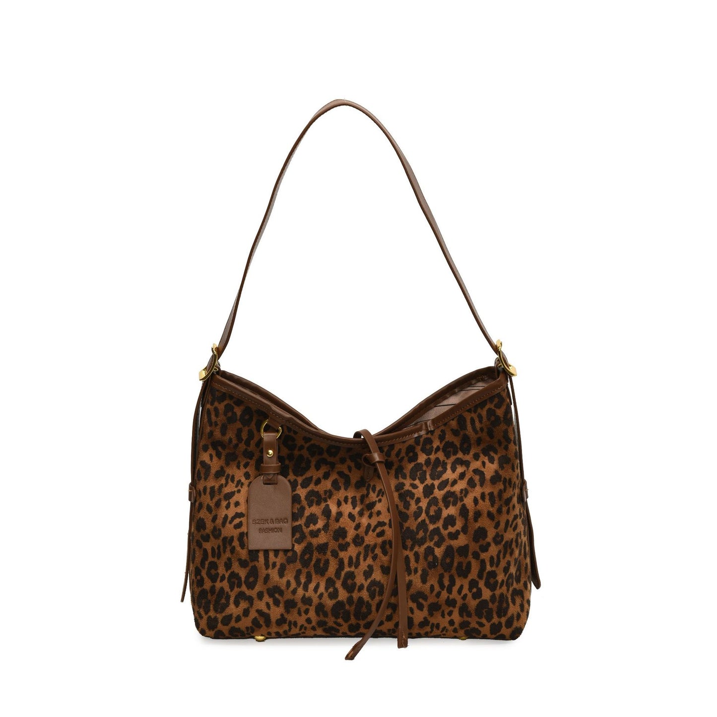 womens popular leopard print large capacity shoulder messenger bag