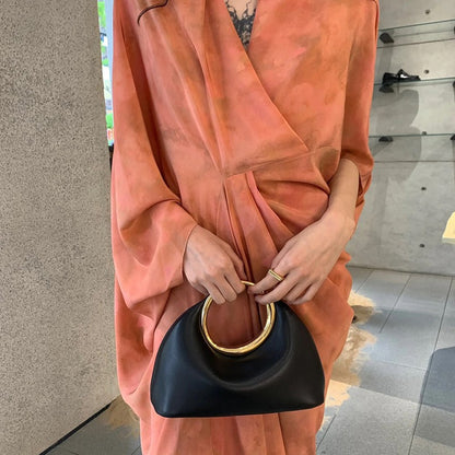 Simple Soft Leather Bag Hand Carrying Ring Hand-carrying