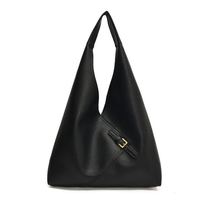 Fashionable Solid Color Soft Leather Underarm Bag Simple Large Capacity