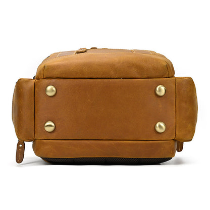 mens leather backpack retro large capacity multi pocket
