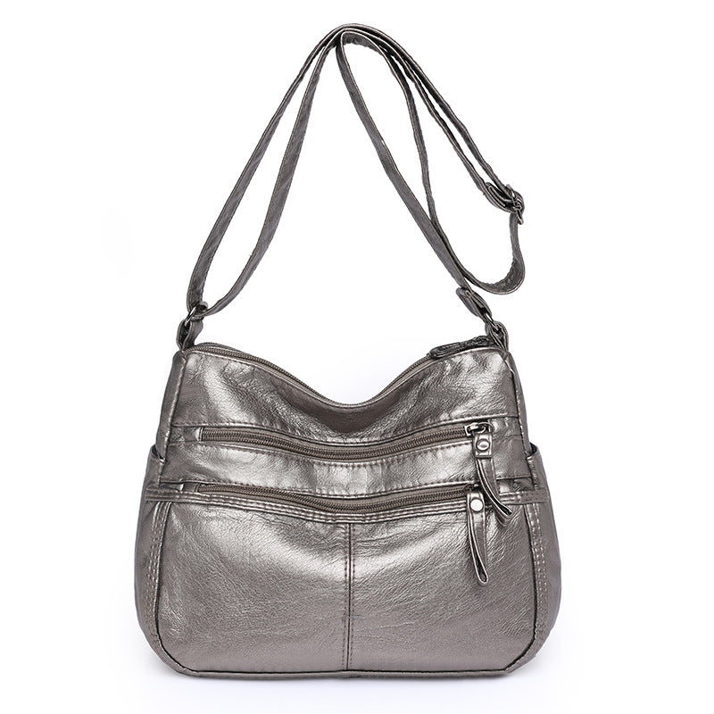 messenger bag shoulder washed soft leather middle aged and elderly versatile