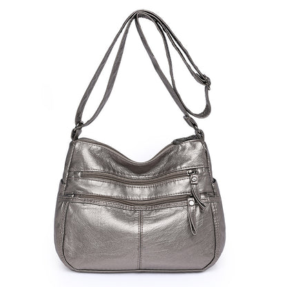 messenger bag shoulder washed soft leather middle aged and elderly versatile
