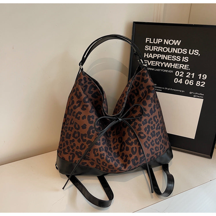 leopard print personality large capacity fashion backpack three purpose