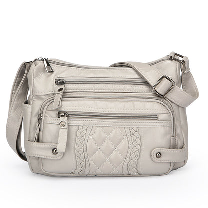 womens multi pocket soft leather shoulder messenger bag