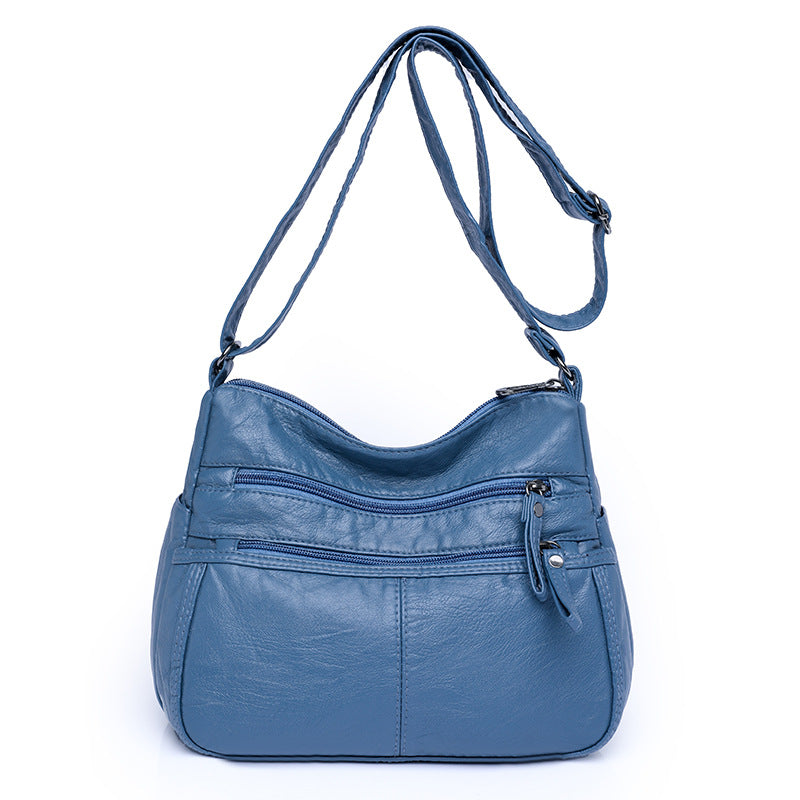 messenger bag shoulder washed soft leather middle aged and elderly versatile