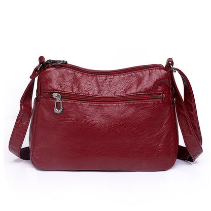 PU Soft Leather Textured Crossbody Large Capacity Casual Shoulder Bag