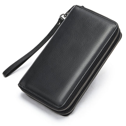 mens long genuine leather clutch wallet zipper