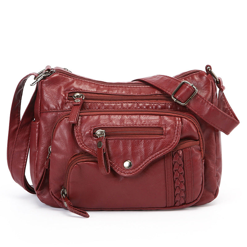 womens fashionable large capacity soft leather shoulder bag