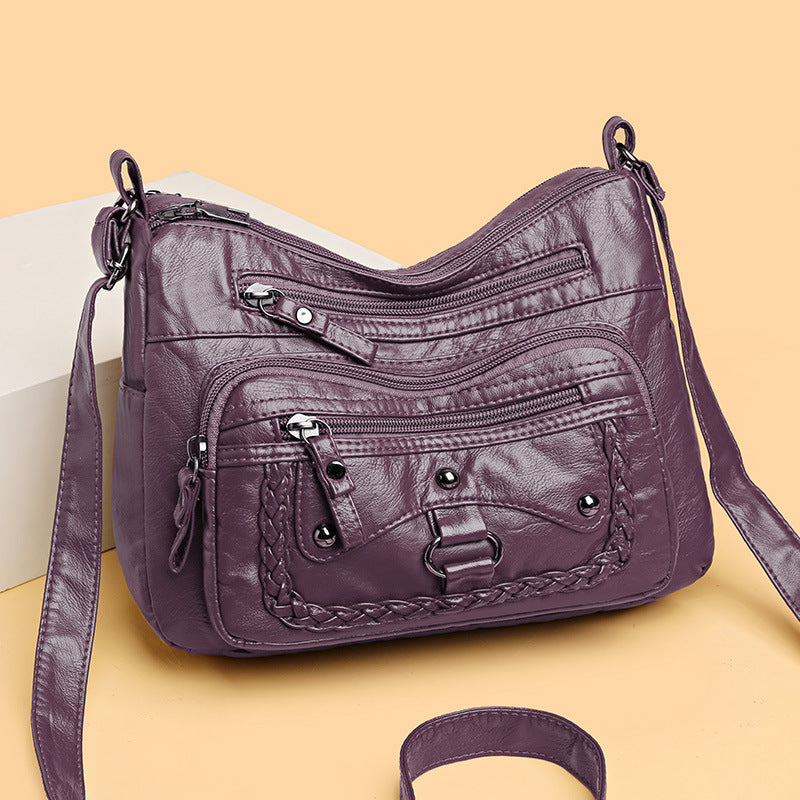 multi pocket soft leather high grade shoulder bag