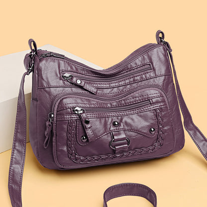 multi pocket soft leather high grade shoulder bag