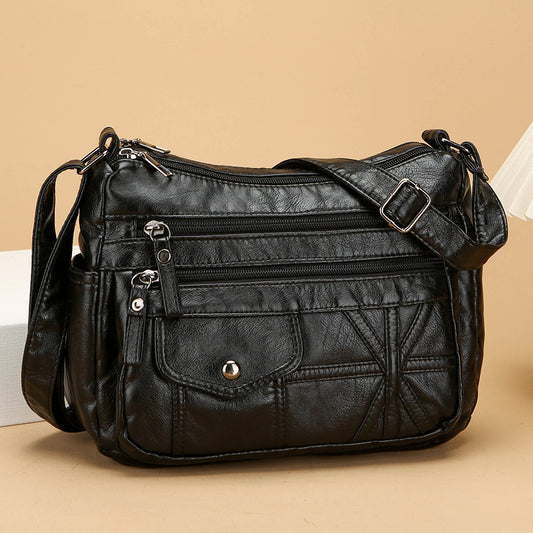 womens multi compartment large capacity pu soft leather fashion crossbody bag