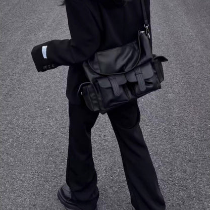 Large Capacity Simple Neutral Dark One-shoulder Oblique Bag