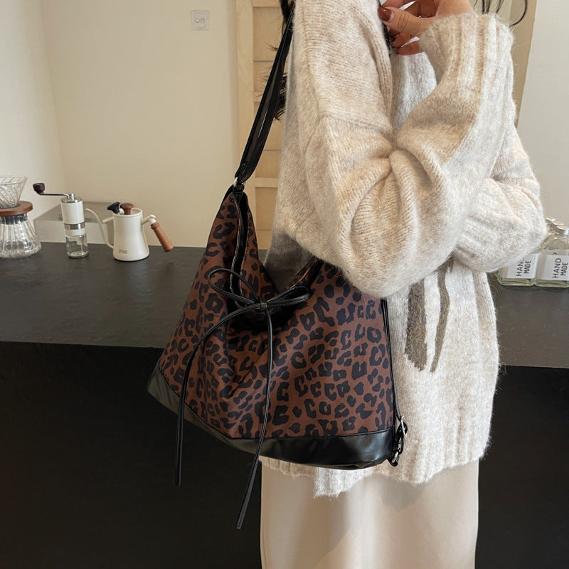 leopard print personality large capacity fashion backpack three purpose