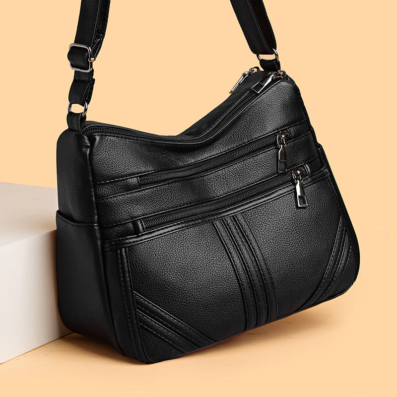 new soft leather textured crossbody bag for middle aged people women