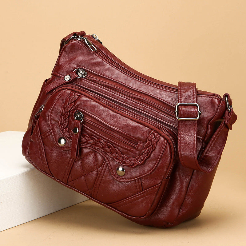 advanced texture soft leather shoulder messenger bag