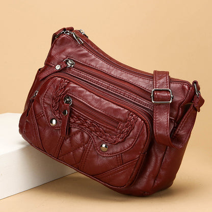 advanced texture soft leather shoulder messenger bag