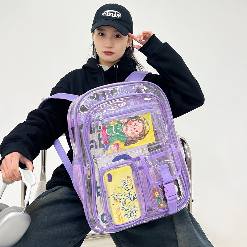 transparent backpack pvc large capacity student schoolbag