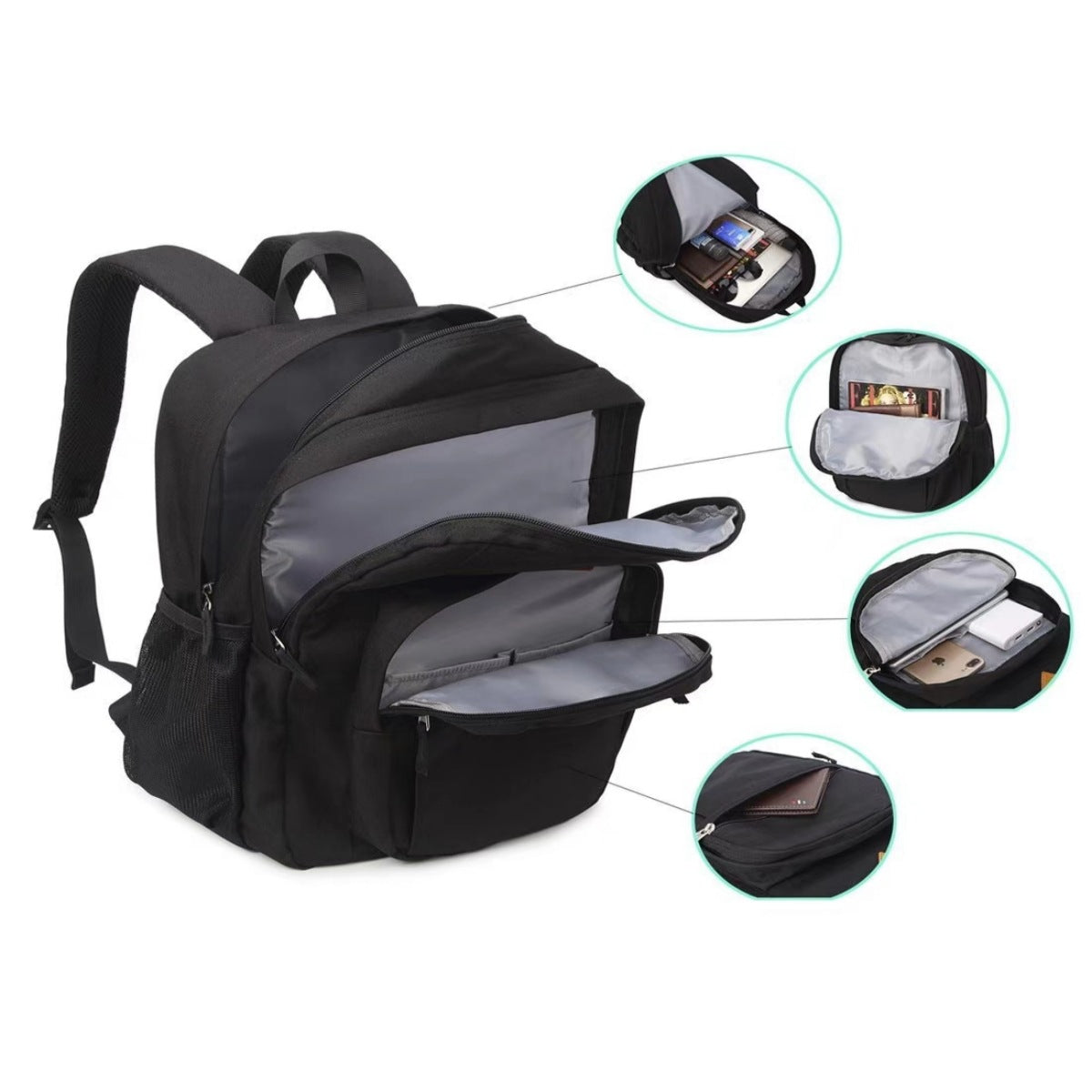 large capacity black wear resistant stain resistant casual and lightweight schoolbag