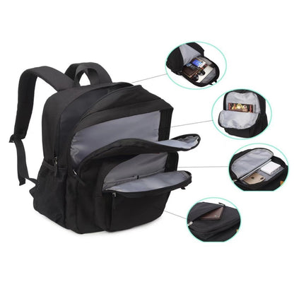 large capacity black wear resistant stain resistant casual and lightweight schoolbag