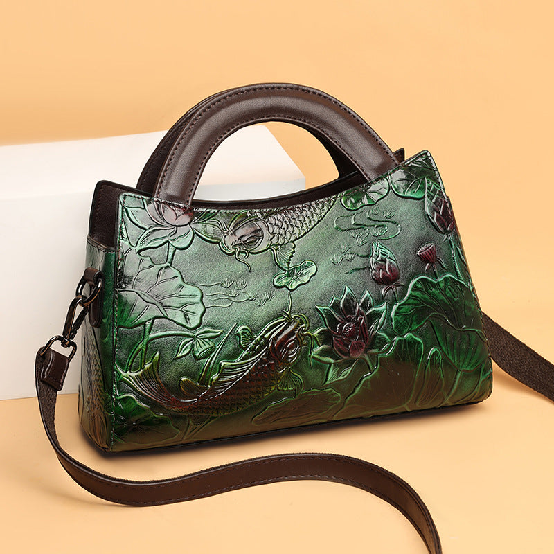 Elegant Retro Embossing Crossbody Large Capacity Shoulder Bag