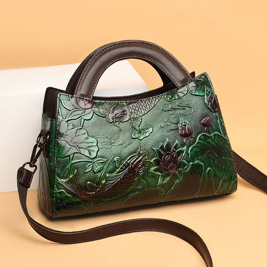Elegant Retro Embossing Crossbody Large Capacity Shoulder Bag