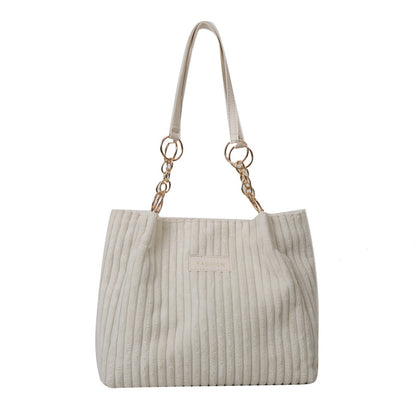 Corduroy Women's Large Capacity Thick Stripe Shoulder Bag