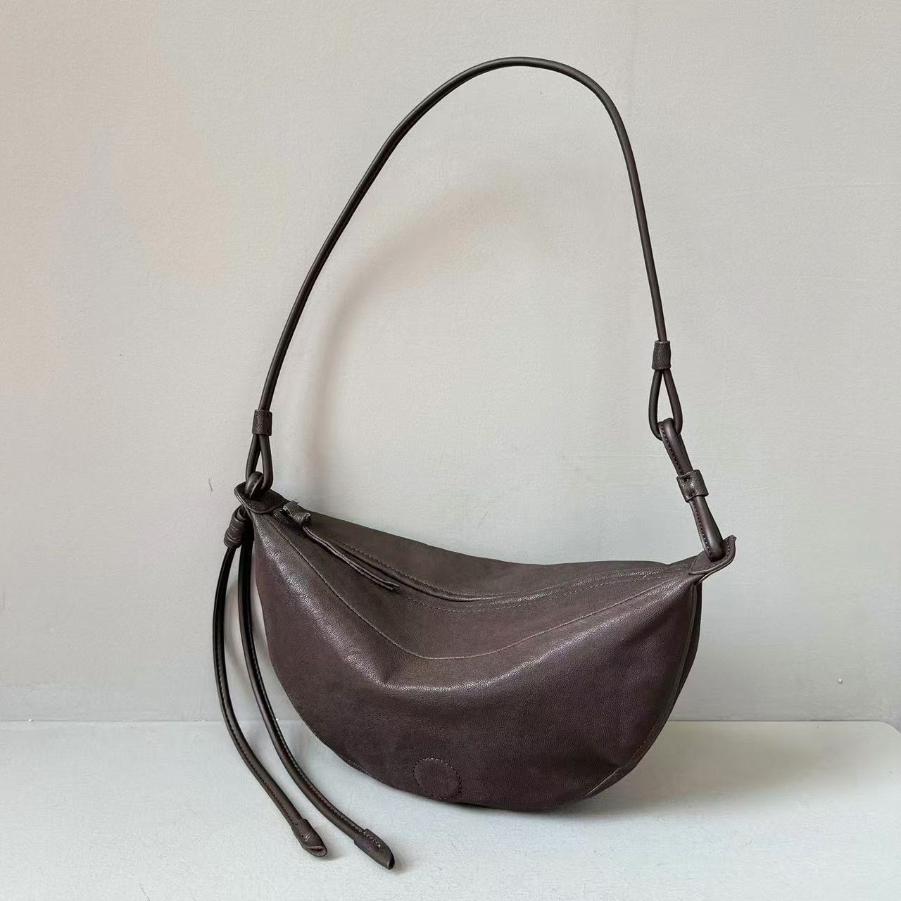 Half Moon Dumpling Sheepskin Retro Shoulder Messenger Bag