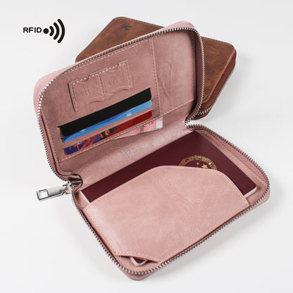 zipper passport holder multi functional rfid anti theft swiping outbound travel storage bag