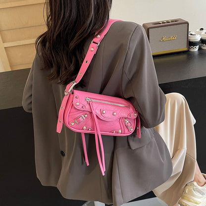 fashionable womens simple rivet bag shoulder bag