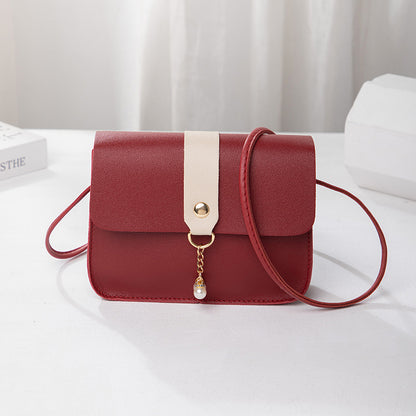 womens everyday joker contrast pearl pendant small square bag