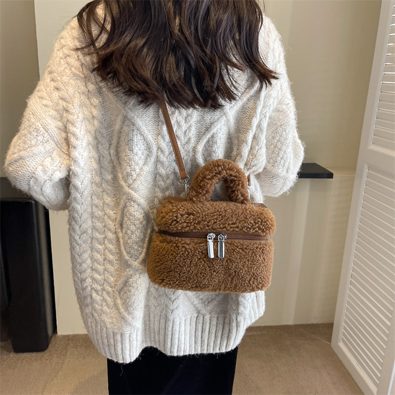 autumn and winter lamb wool niche popular womens bags plush portable