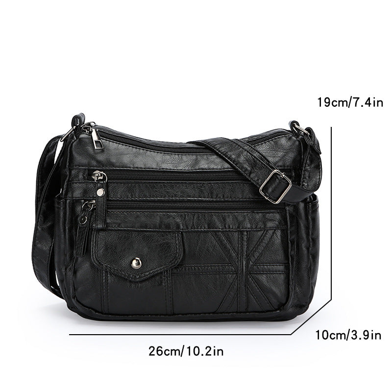 womens multi compartment large capacity pu soft leather fashion crossbody bag