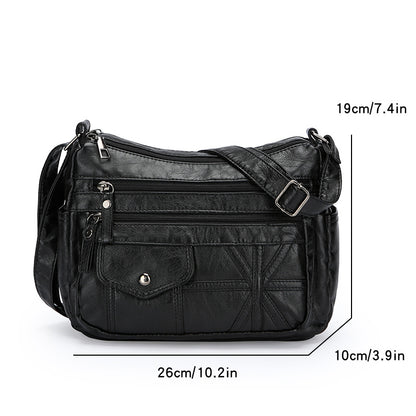 womens multi compartment large capacity pu soft leather fashion crossbody bag