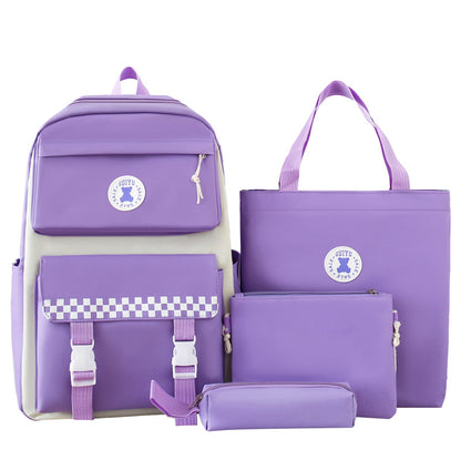 schoolbag womens lightweight and large capacity four piece set