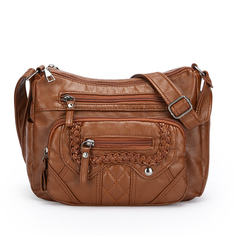 advanced texture soft leather shoulder messenger bag