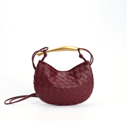 Woven Bag Fashion Cattlehide Leather Commuter Portable Shoulder Crossbody Bag