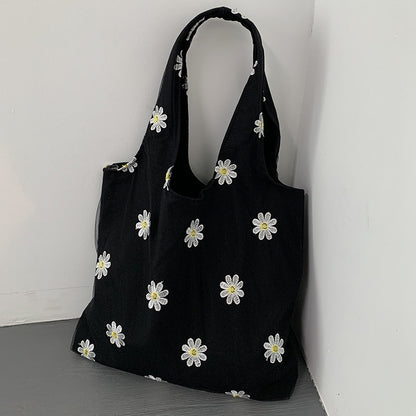 embroidered black butterfly canvas bag lace womens artistic