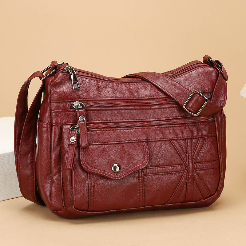womens multi compartment large capacity pu soft leather fashion crossbody bag