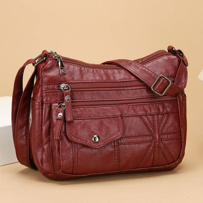 womens multi compartment large capacity pu soft leather fashion crossbody bag