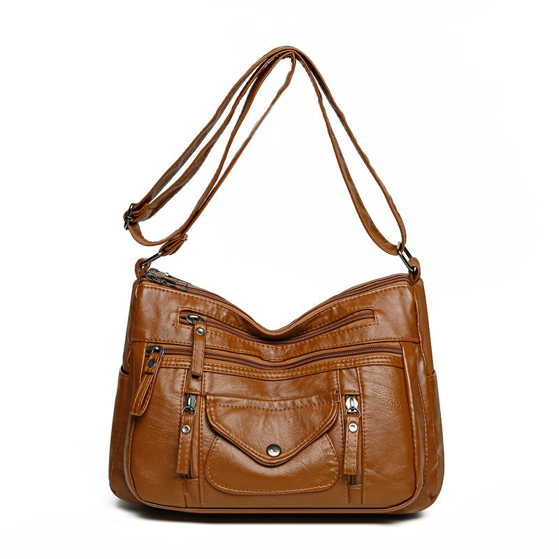 fashion womens soft leather large capacity shoulder bag