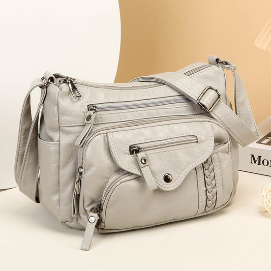 womens fashionable large capacity soft leather shoulder bag