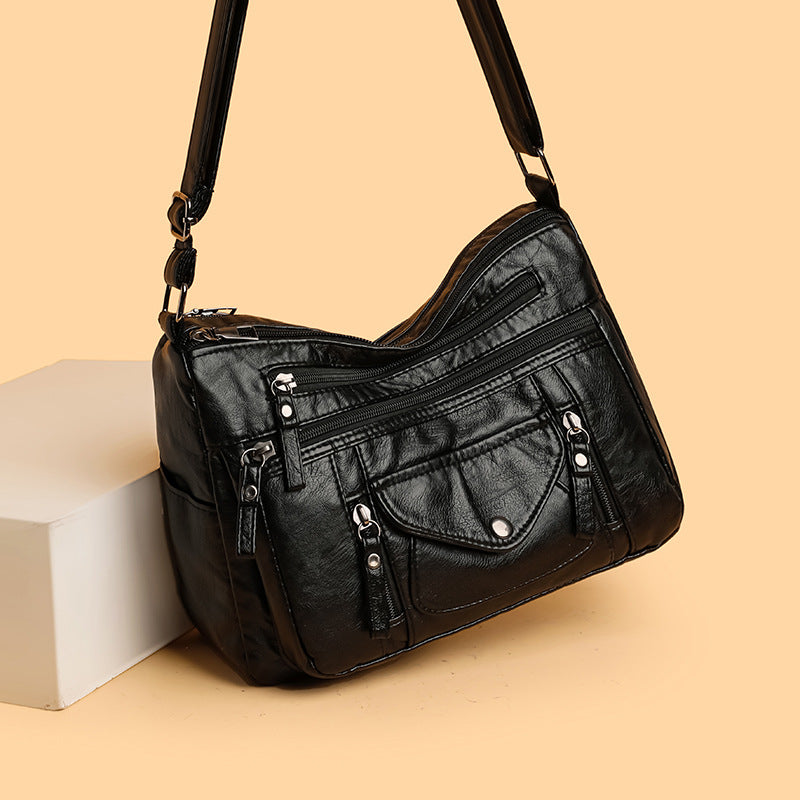 fashion womens soft leather large capacity shoulder bag