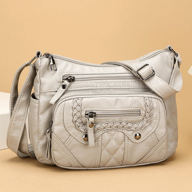 advanced texture soft leather shoulder messenger bag