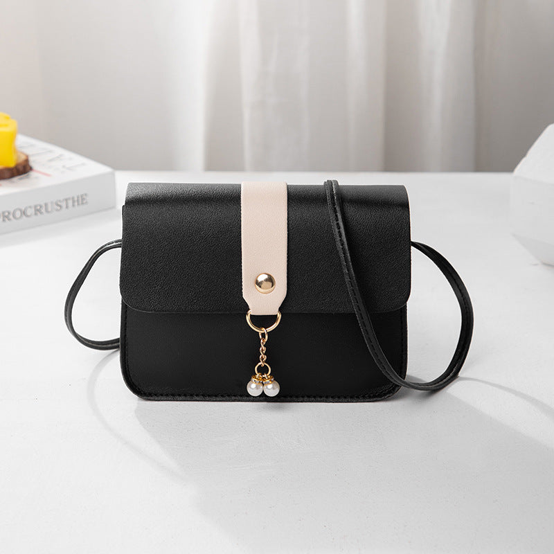 womens everyday joker contrast pearl pendant small square bag