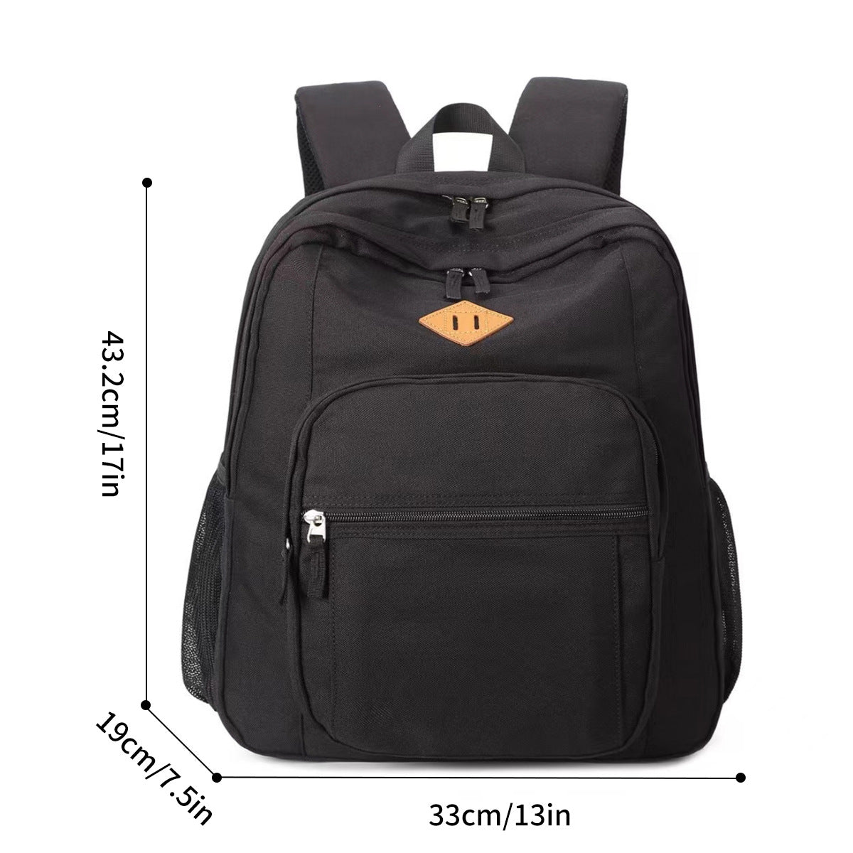 large capacity black wear resistant stain resistant casual and lightweight schoolbag