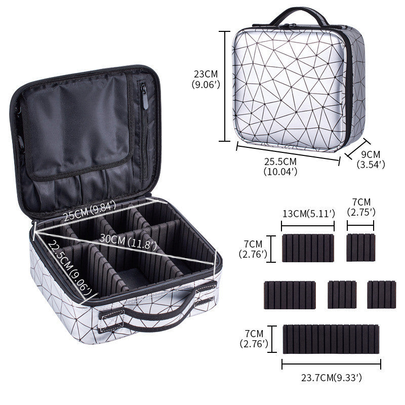 portable square diamond clapboard cosmetic bag large capacity waterproof cosmetic case set